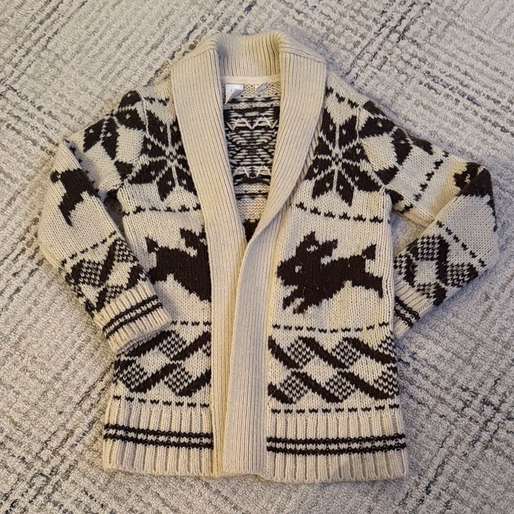 GAP Cream and Brown Knit Cardigan